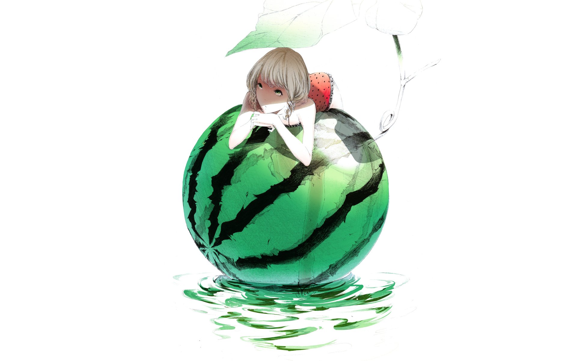 art sawasawa girl watermelon minimalism