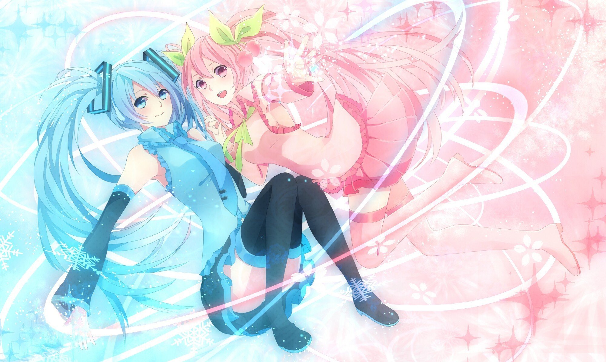 vocaloid sakura miku hatsune miku vocaloid filles flocons de neige cerises sakura