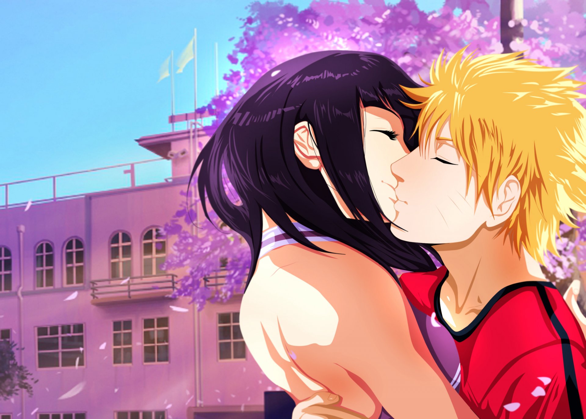 arte narutospoiler naruto uzumaki naruto hyuga hinata chico chica beso pareja sakura edificio