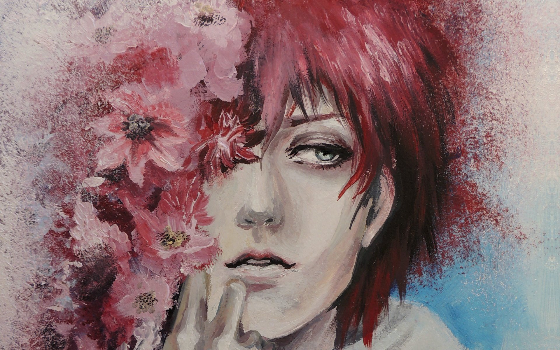 art lanaviva naruto akasuna no sasori akatsuki sasori scorpion red sand painting spray guy flower portrait