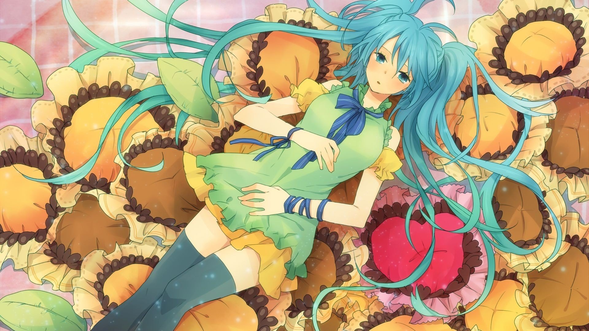 arte vocaloid hatsune miku hatsune miku vocaloid chica girasoles anime