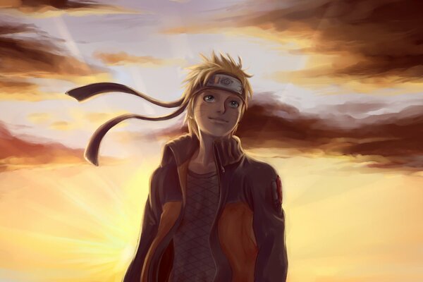 El chico de Naruto al atardecer