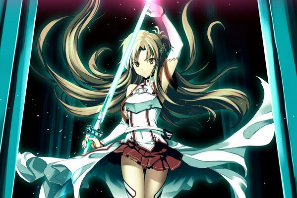 Anime nettes Mädchen mit Schwert