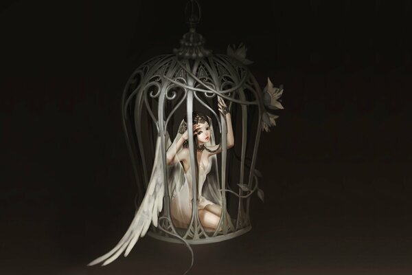 Angel locked up, girl in a cage