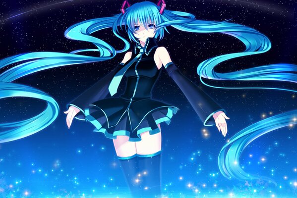 Girl Yuki kira and the starry sky