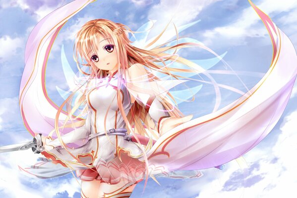 Anime girl blonde hair sword