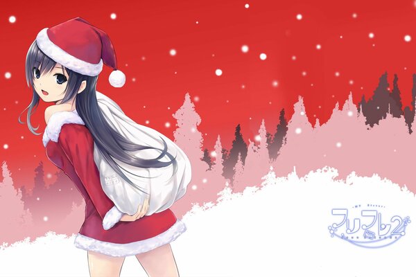 Weihnachten Mädchen im Anime-Stil