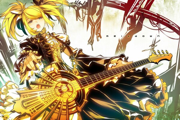 Anime Mädchen mit Gitarre