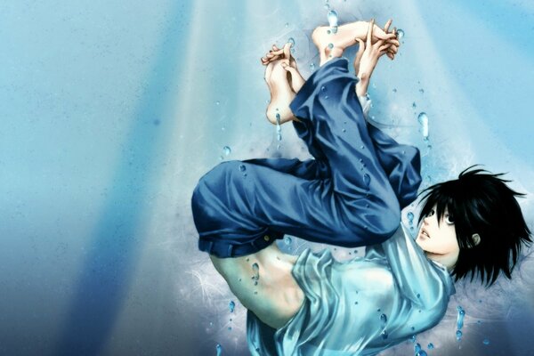 Character L from the Death Note Underwater