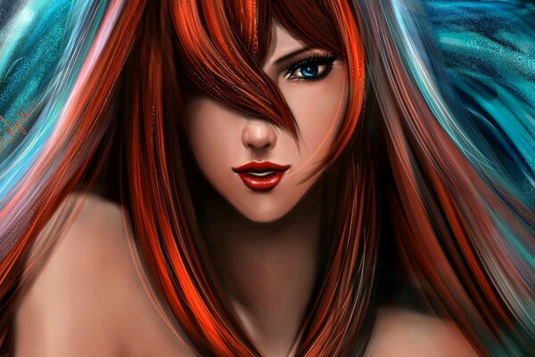 A girl with long red hair