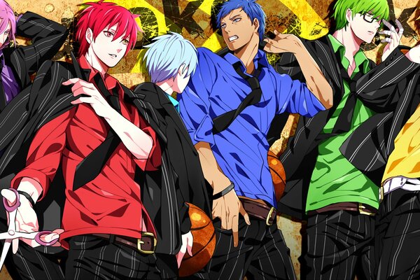 Personajes de anime baloncesto kuroko en diferentes colores