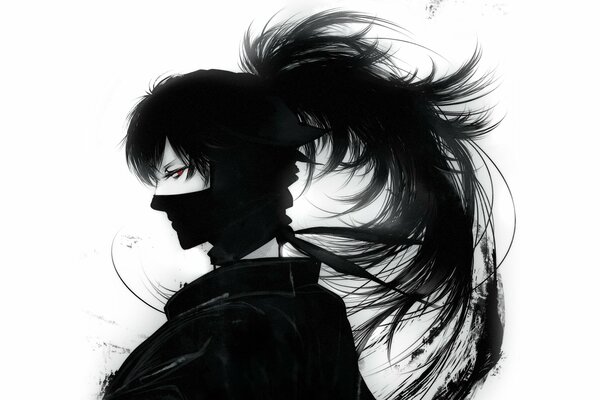 Black and white image of a ninja