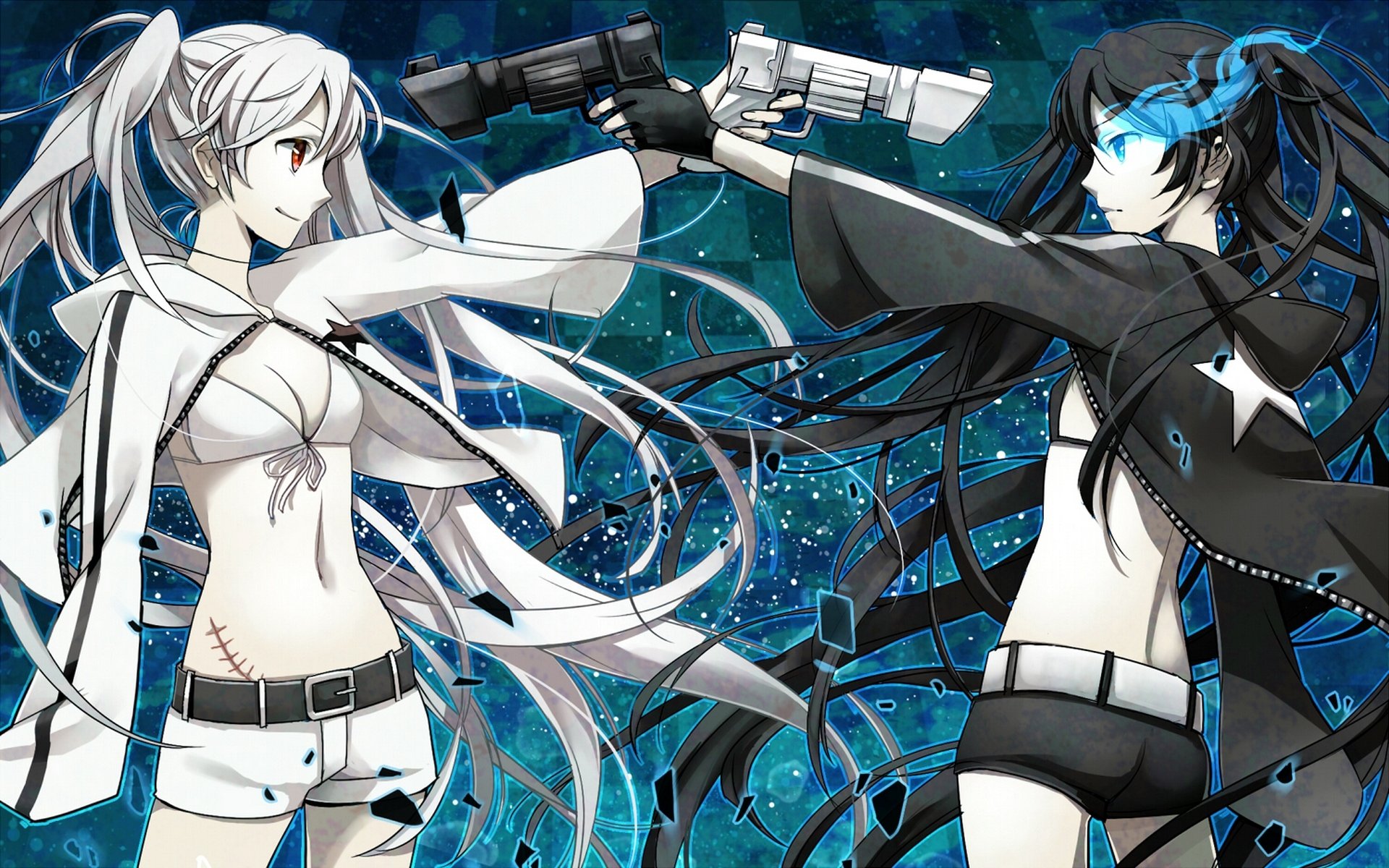 anime black rock shooter black rock shooter mato kuroi white rock shooter girls black white