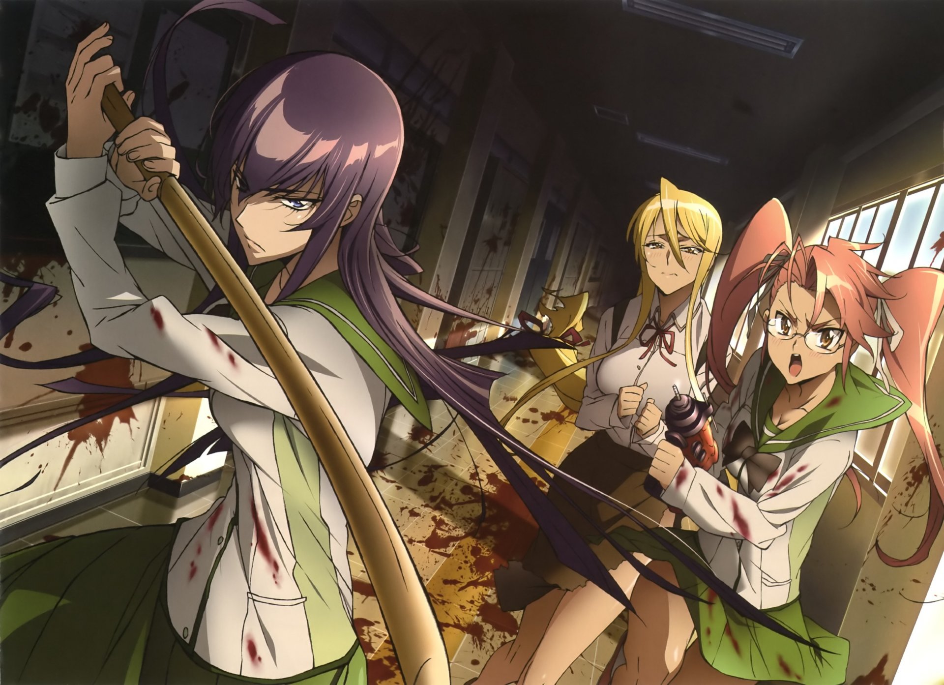 lycée des morts busujima saeko saeko busujima saya takagi école filles armes sang zombies