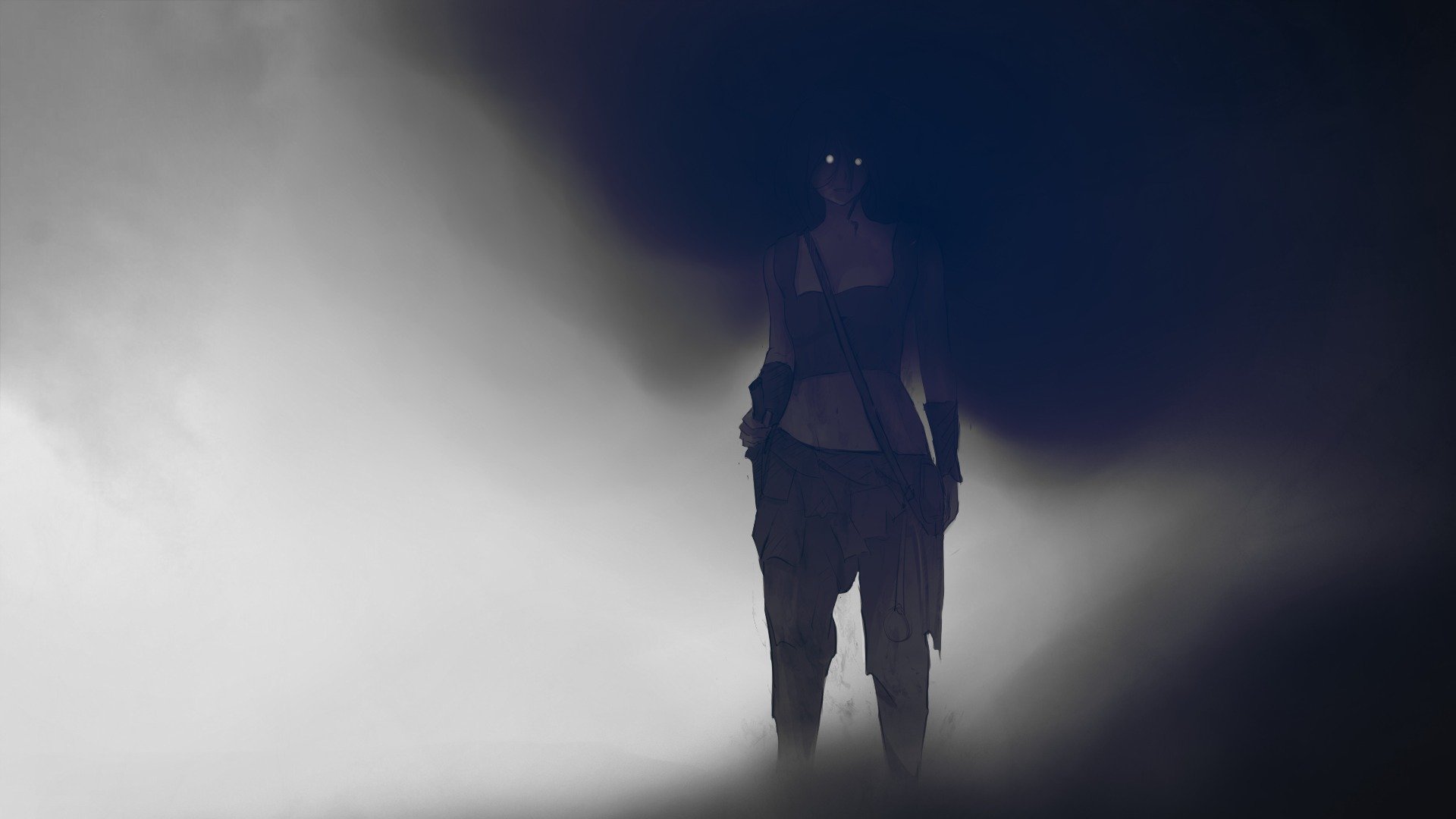 anime fille sombre yeux brouillard