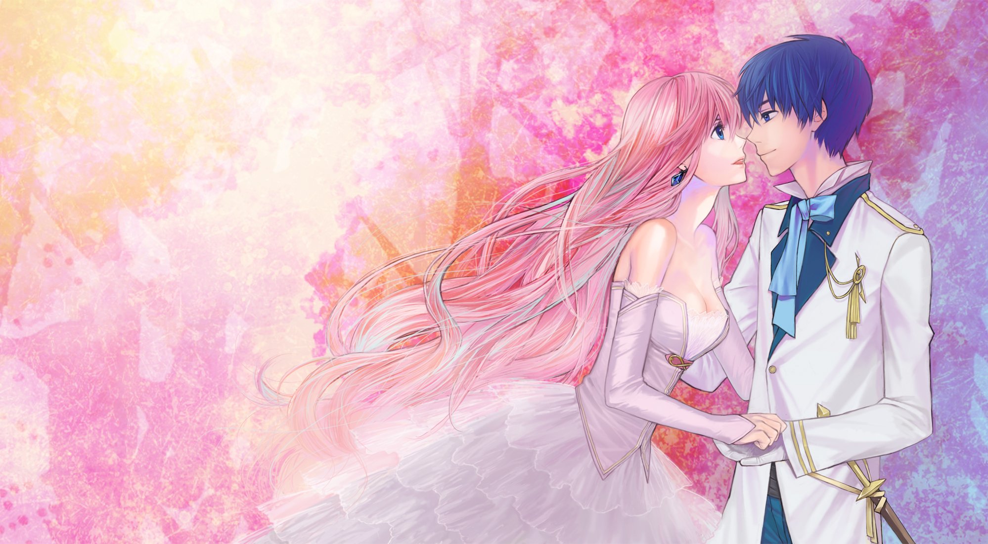 vocaloid kaito megurine luka arte aishiro22 pareja chica novio abstracto