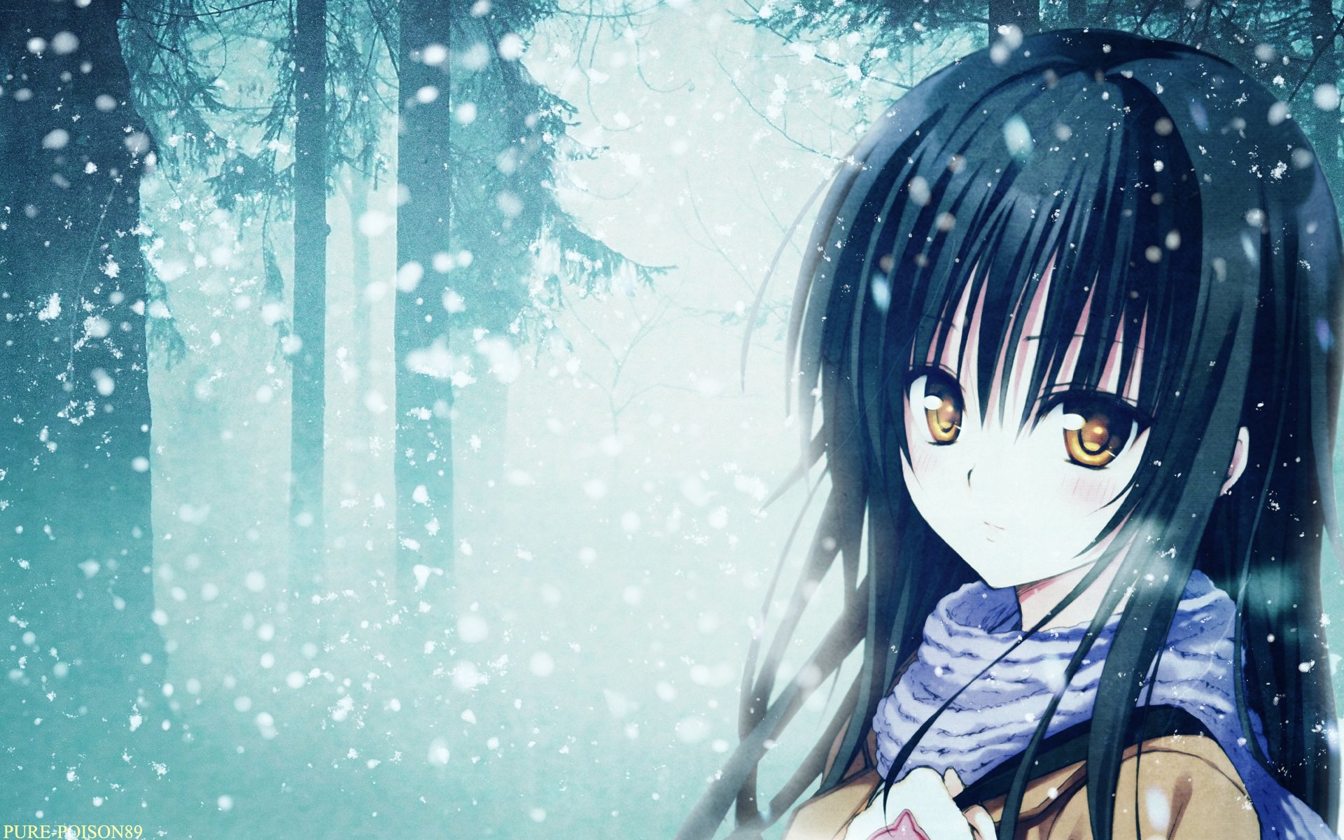 fille aimer ru kotegawa yui anime neige forêt écharpe