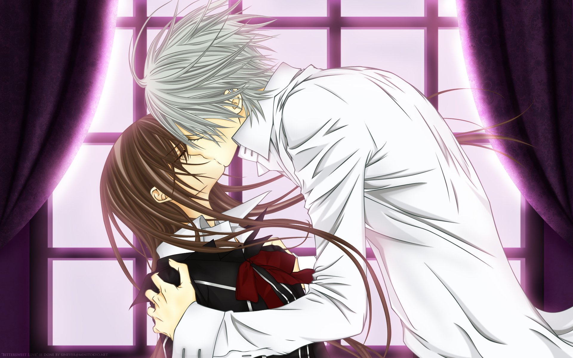 vampire knight croix yuki zéro baiser fenêtre couple