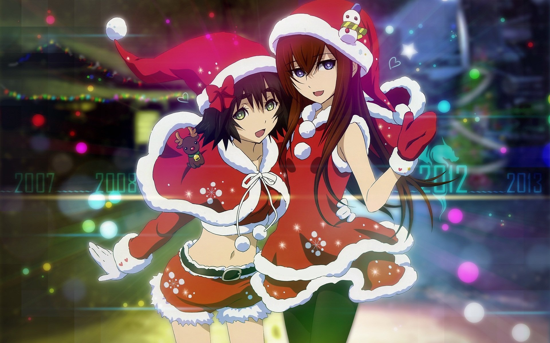 anime filles snow maiden noël fond temps makise kurisu mayuri shiina makise kurisu mayushi mugs; gate stein gate