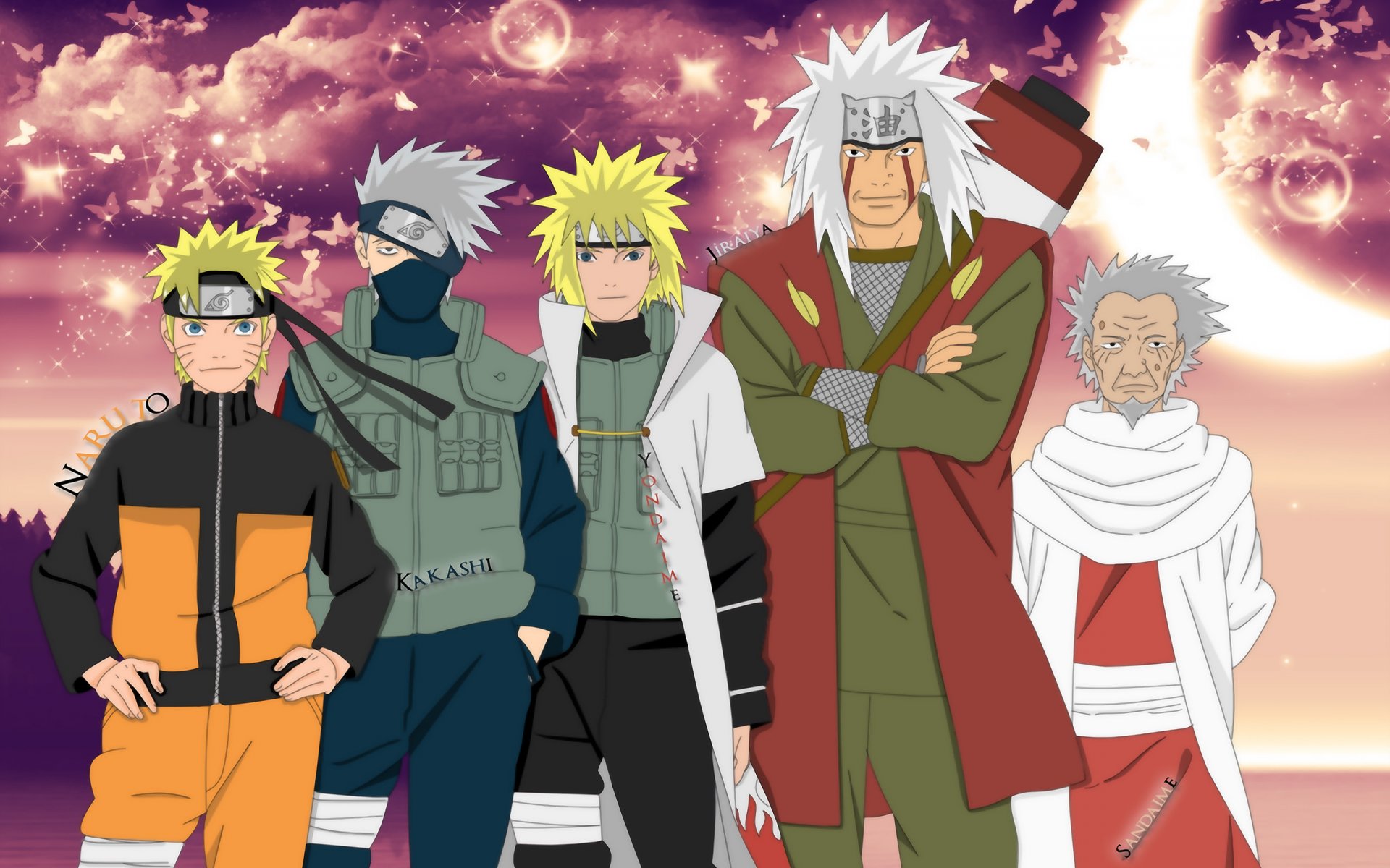 anime naruto yondaime hokage fourth hokage minato namikaze kakashi sandaime hokage