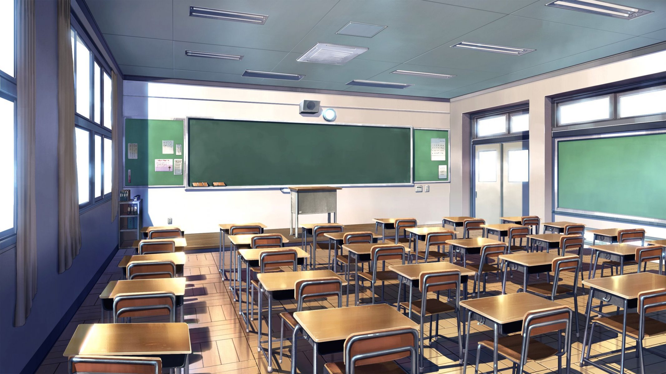 intérieur de l école école vide salle de classe bureaux conseil fluorescent lumière art