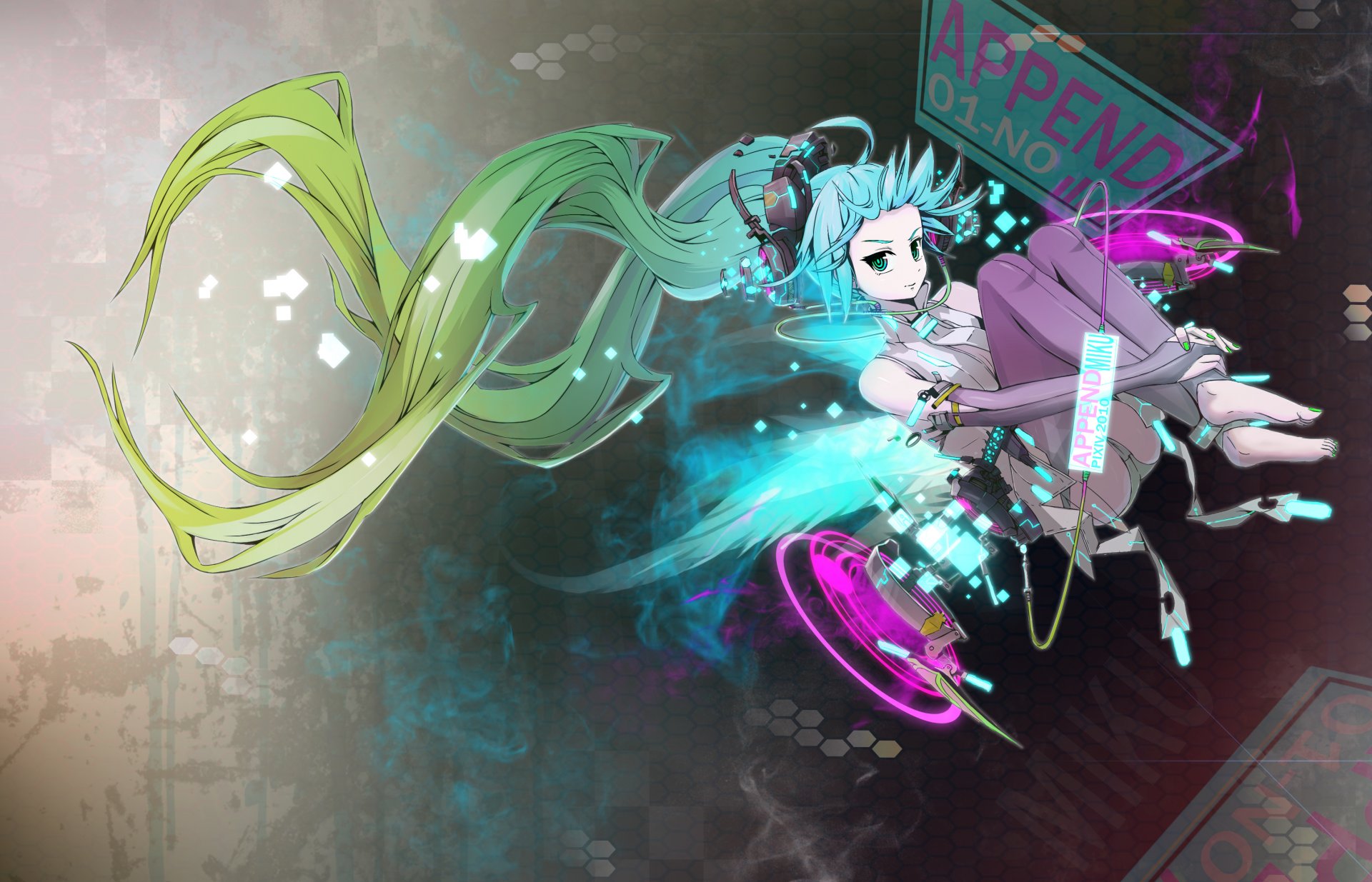 anime. miku vocaloid capelli blu anime