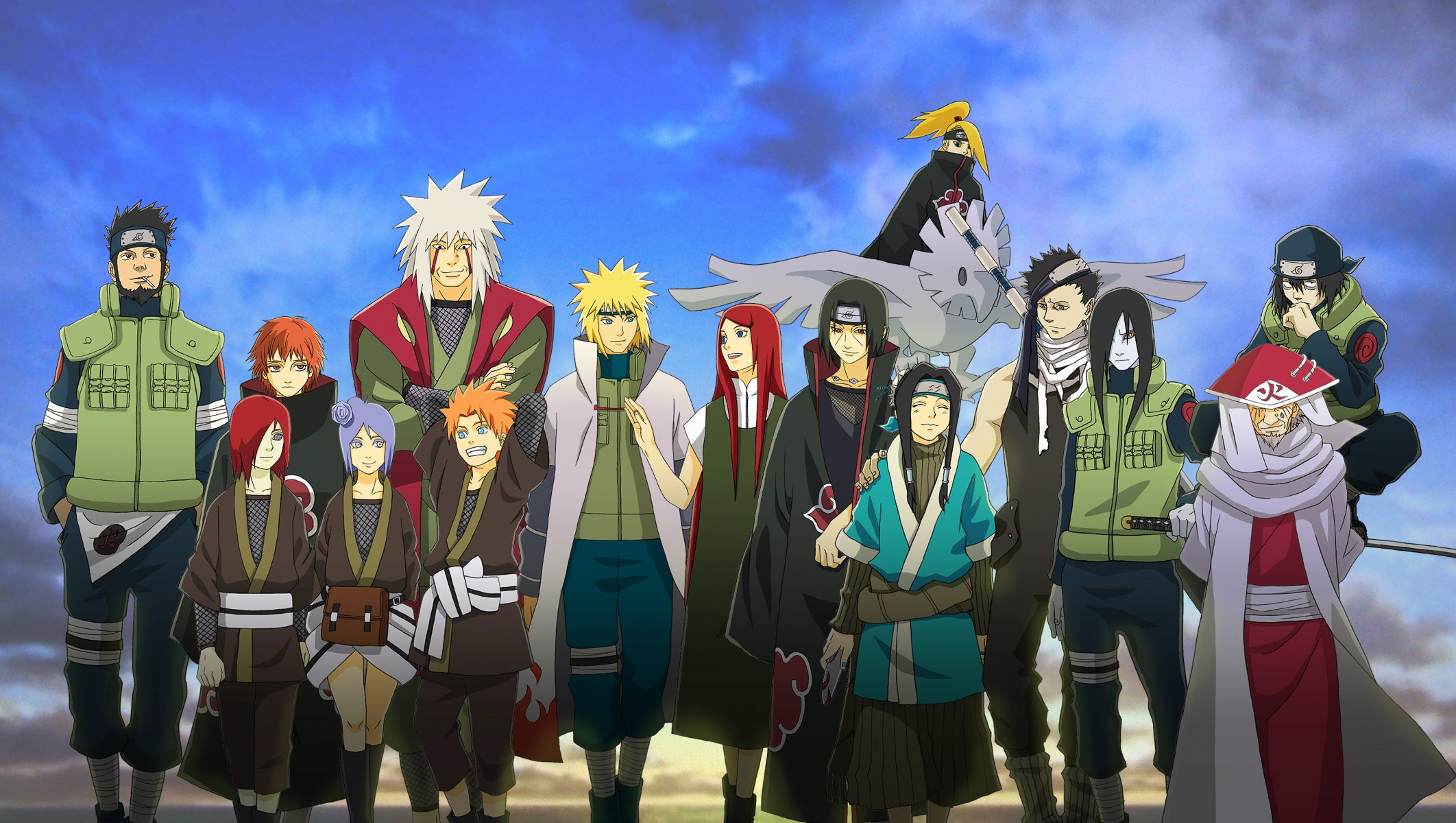 anime naruto deidara gekkou hayate haku conan momochi zabuza nagato namikaze minato orochimaru sarutobi asuma sarutobi hiruzen sasori uchiha itachi uzumaki kusina jachiko