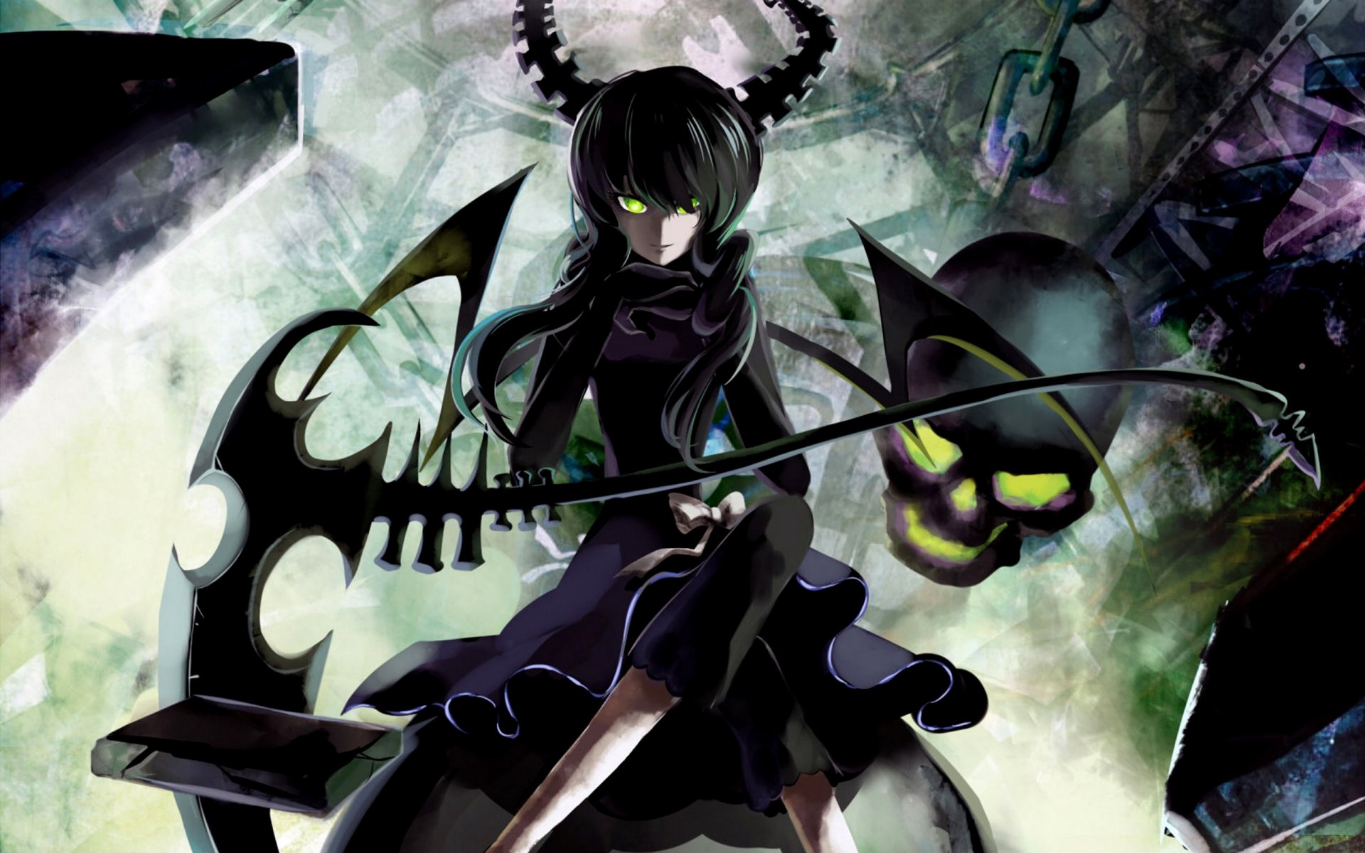 anime black rock shooter takanashi yomi zmarł mistrz black rock shooter czaszka łańcuchy