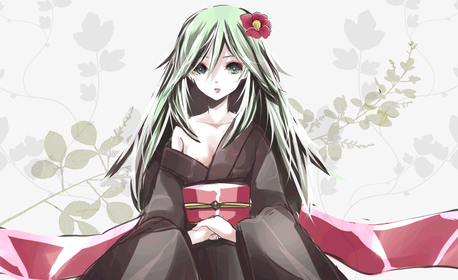 vocaloid hatsune miku fille kimono fleur