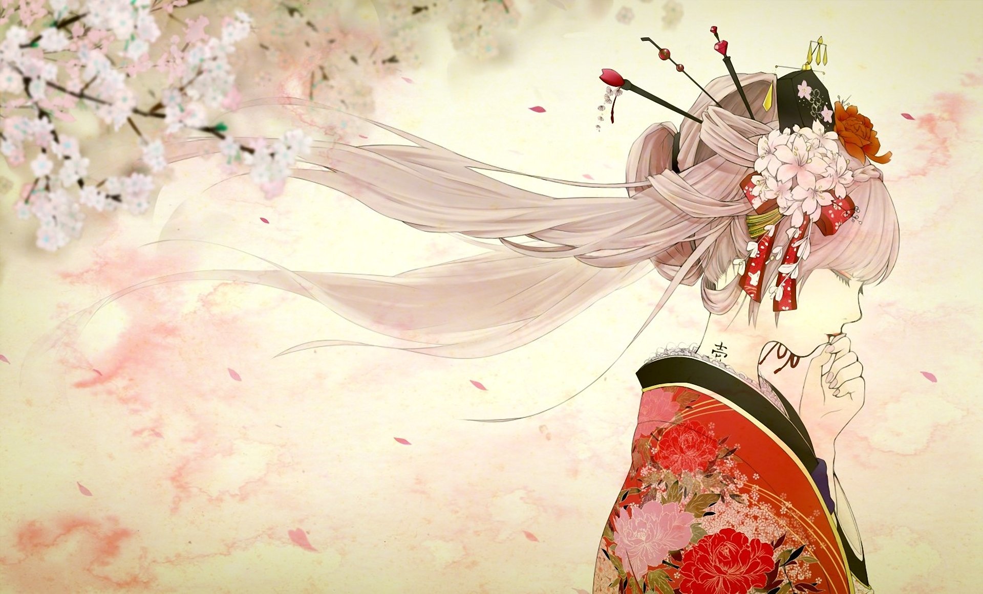 hatsune miku sakura miku vocaloid kunst yache mädchen kimono tattoo profil sakura frühling