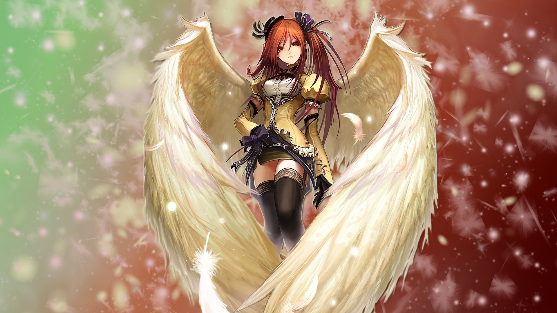 fille rousse ange ailes plumes éclat