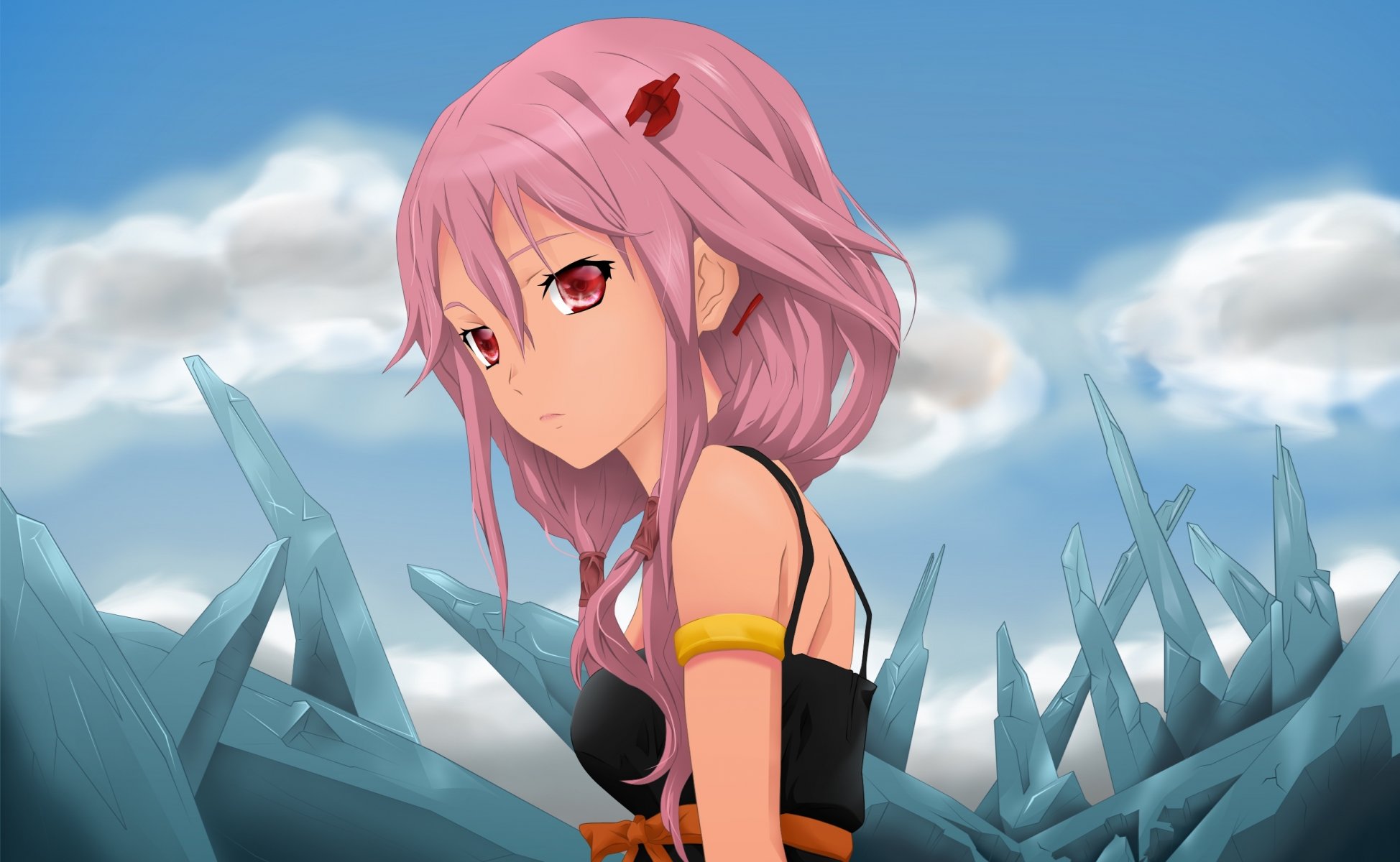 anime chica vestido mirada corona culpable inori yuzuriha