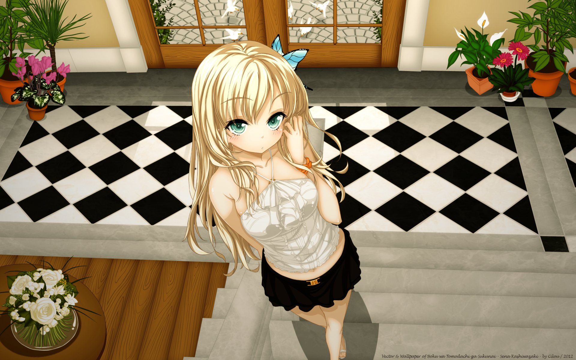 boku wa tomodachi ga sukunai kashiwazaki sena girl flower butterfly a step