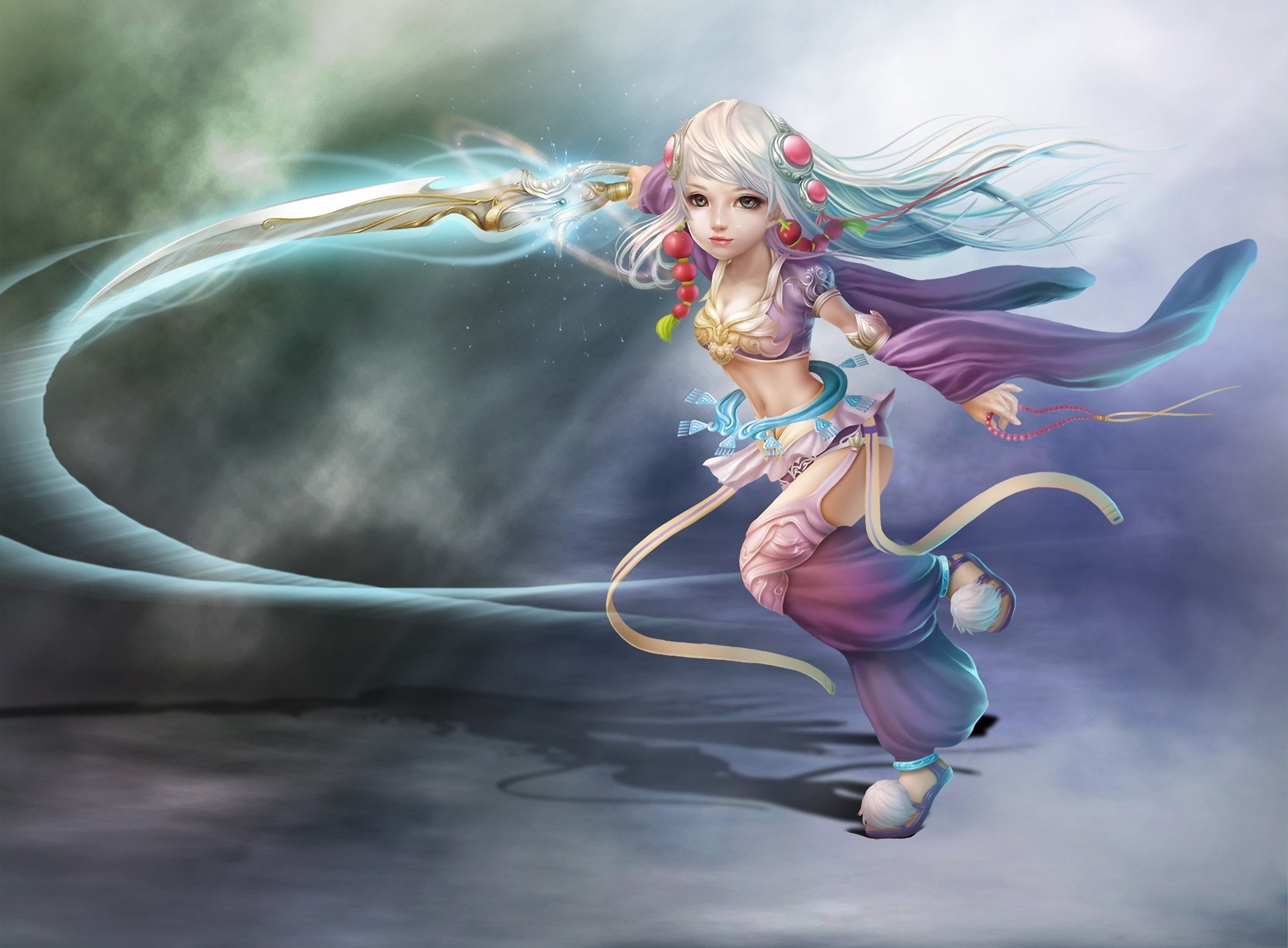 art nina hu girl sword weapon decoration magic