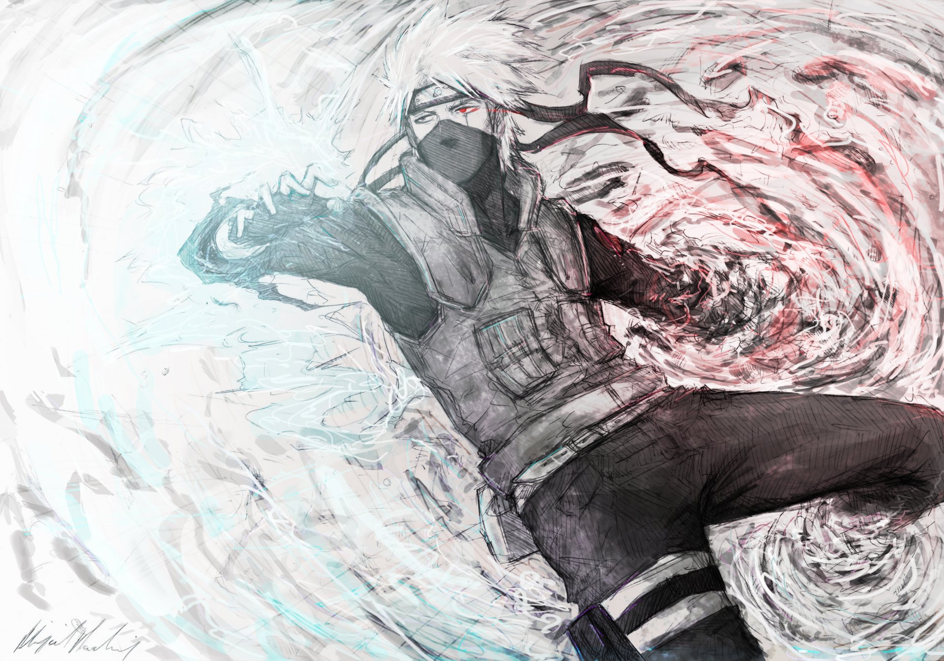 naruto hatake kakashi solo uomo maschera cicatrice bandana sharingan