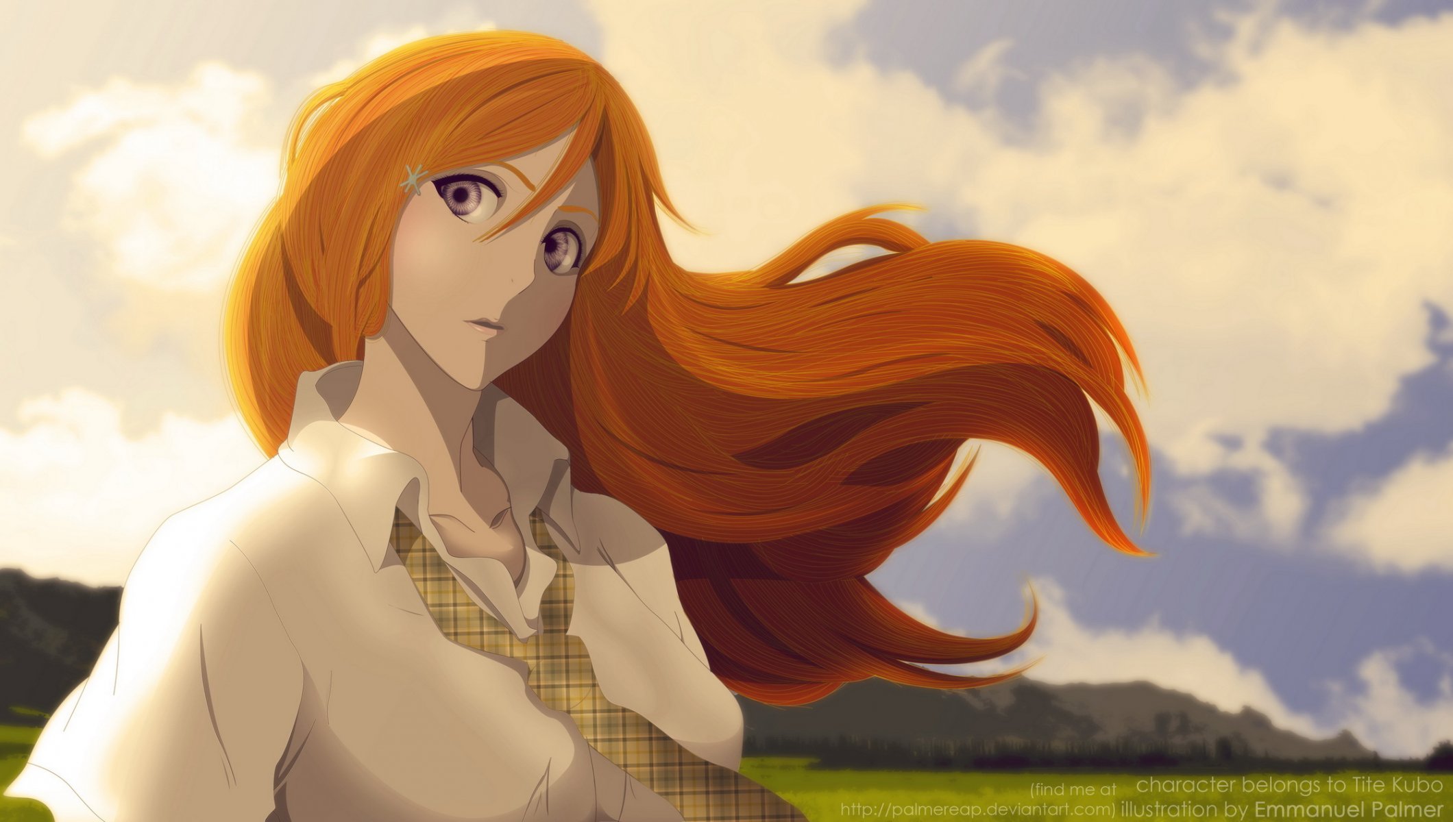 anime candeggina inoue orihime arte montagne cielo