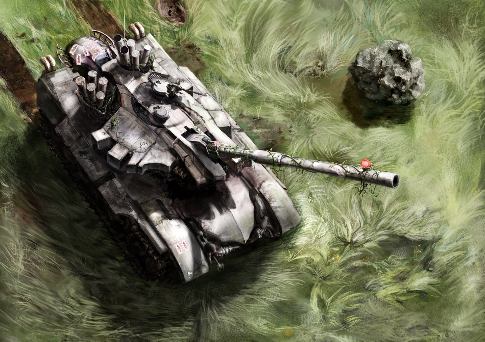 touhou blumentopf kunst tank gras blumen bahn