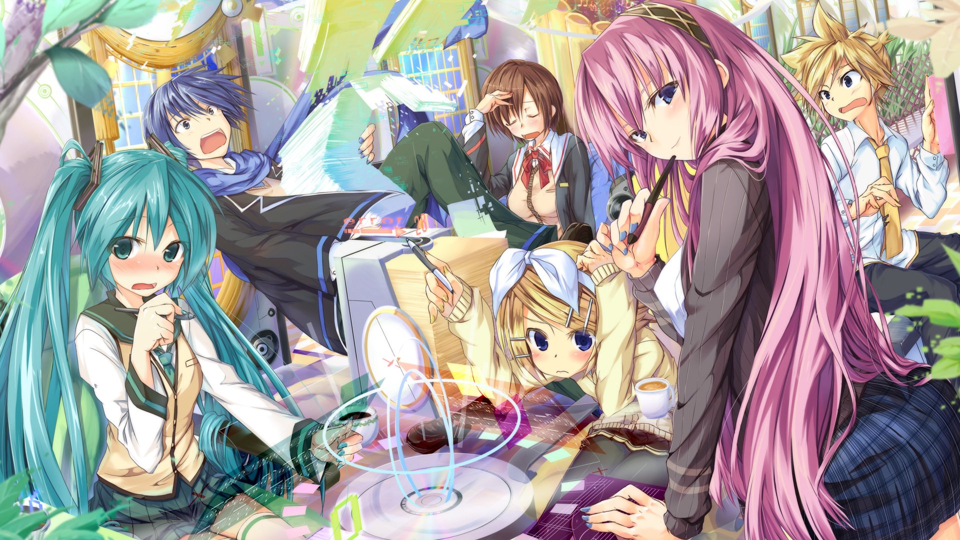 vocaloid art daidou hatsune miku kagamine len kagamine rin kaito megurine luka meiko amis notes