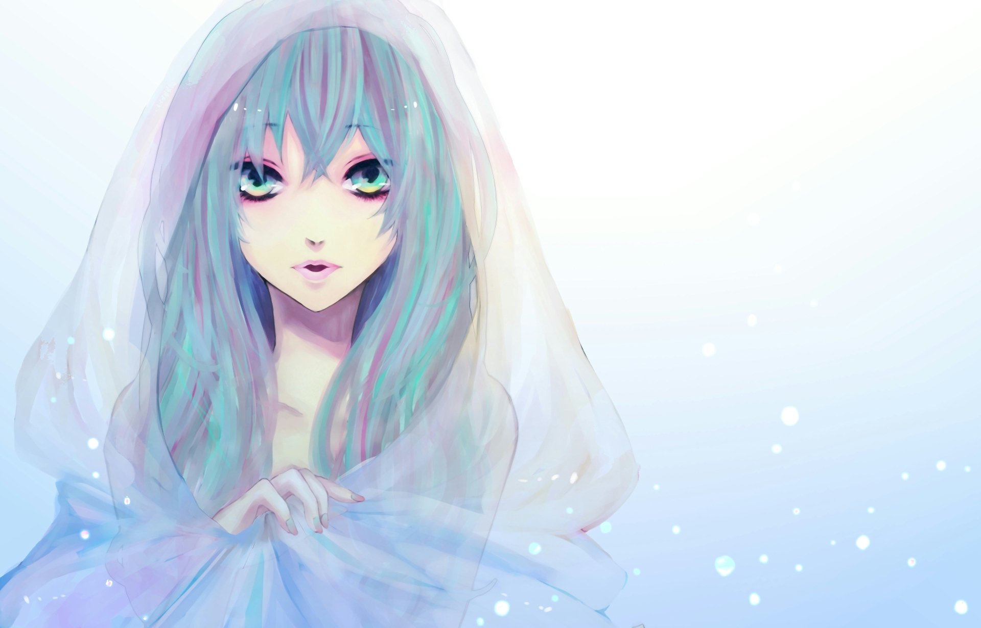 hatsune miku vocaloid vocaloid muster mädchen kapuze umhang gesicht schnee