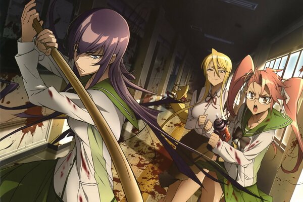 Battle with zombies in the high school of the dead