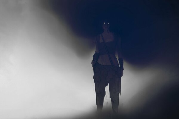 Fille dans le brouillard noir