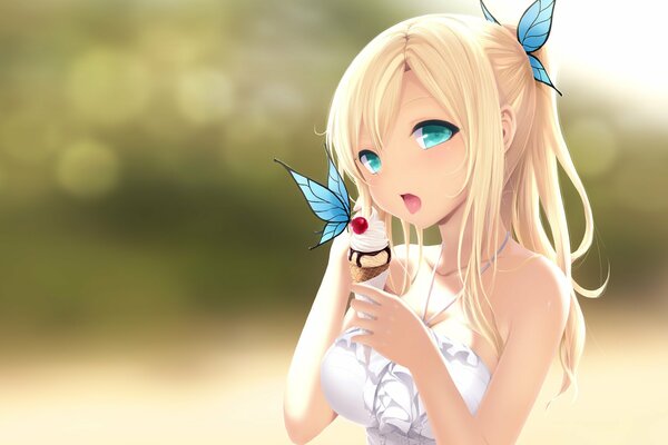 Kashiwazaki sena eats ice cream