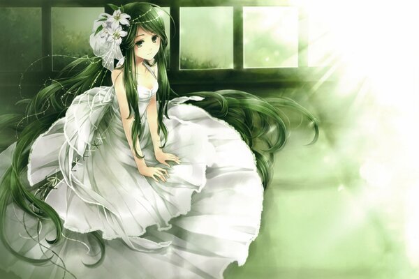 The bride from the anime with green hair