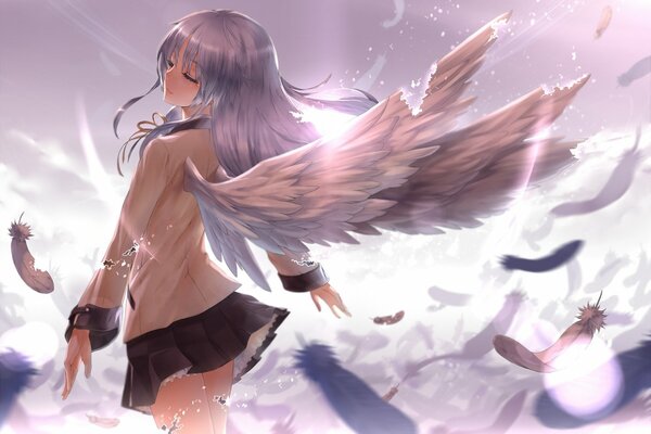 Angel beats fille ange dans la lumière du soleil