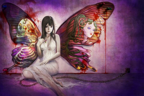 Girl with butterfly wings anime