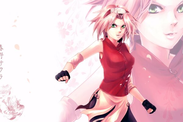 Sakura Haruna mit rosa Haaren