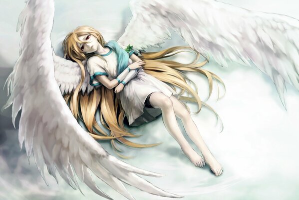 Sad anime angel girl