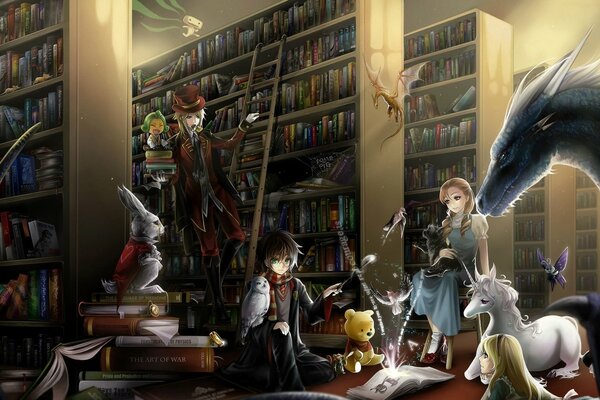 Harry Potter, Alice, owl in the library