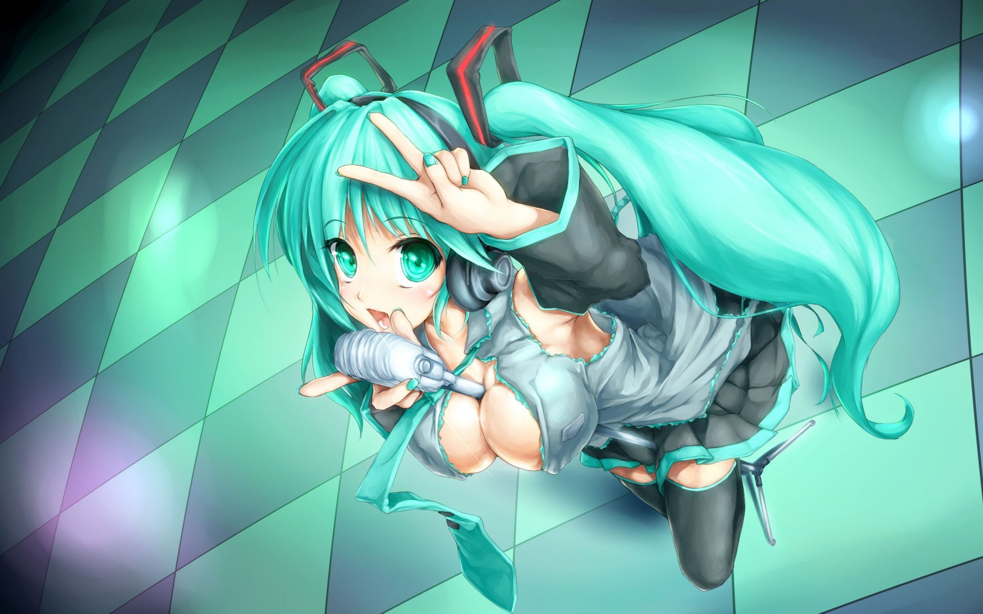 vocaloid fille mains doigts turquoise