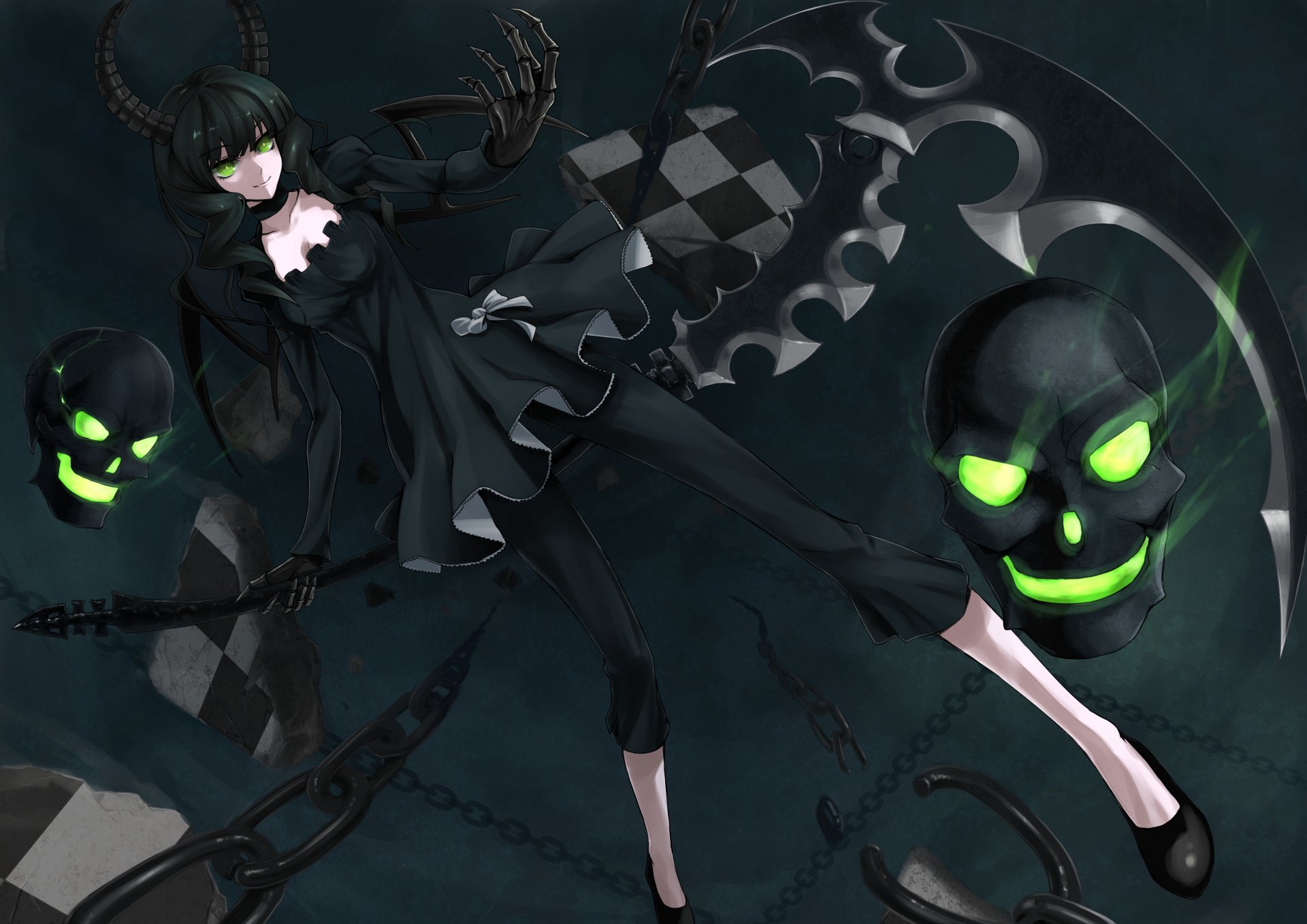 black rock shooter szachy takanashi yomi czaszki